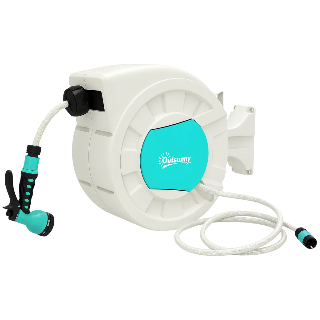 Outsunny Garden Hose Reel 20+2 m Automatic Return Lock