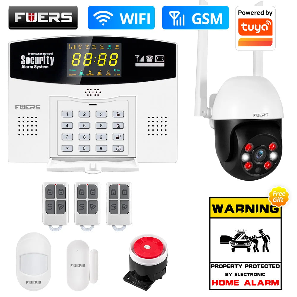 Fuers WIFI 4G 2G GSM Alarm System work with Tuya SmartBurglar Alarm Wireless Wired Security Zone Link Alexa Google Motion Sensor