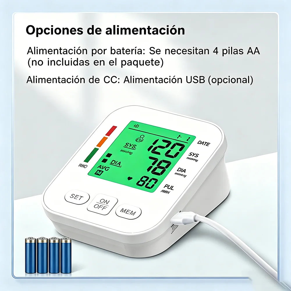 Spanish Upper Arm Automatic Blood Pressure Monitor BP Sphygmomanometer Pressure Meter Tonometer for Measuring Arterial Pressure