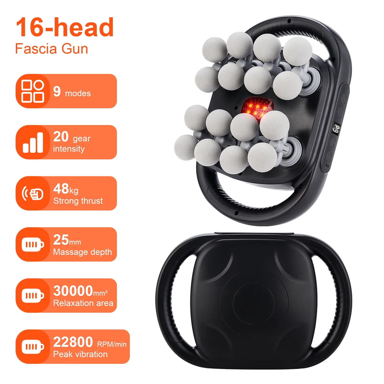 Deep Tissue Massage Gun - 16-Head Portable Electric Massager Body Shaping Massage Equipment 16 head-black Tidesmit