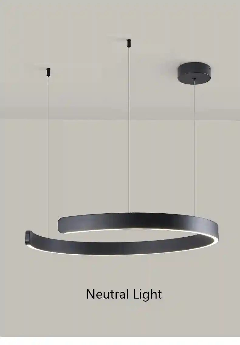 Modern 3-Ring LED Chandelier - Adjustable Dimmable Black Finish Tidesmit