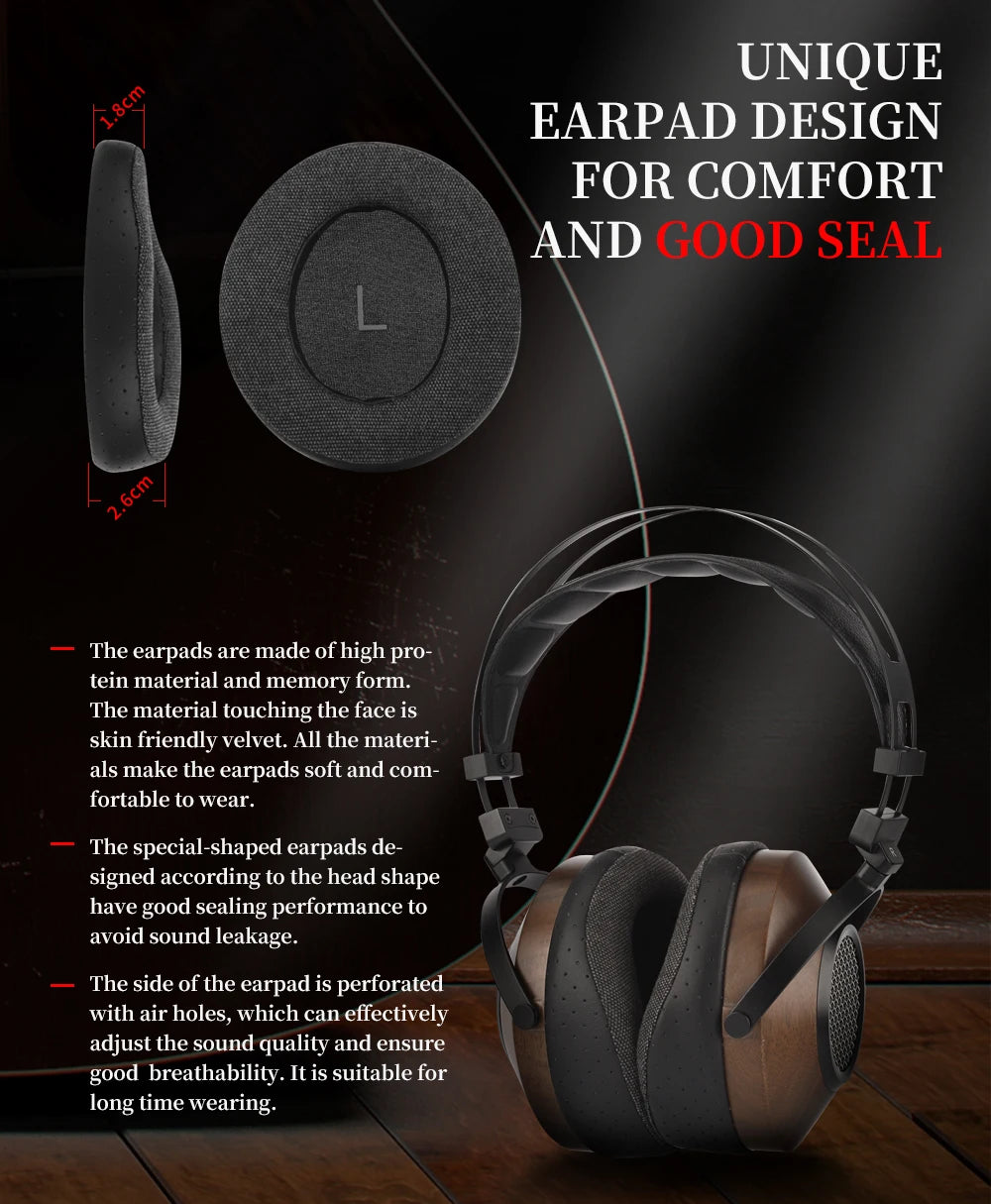 SIVGA SV023 Open Back Headphones | Walnut Wood 50mm Studio Monitor Drivers Tidesmit