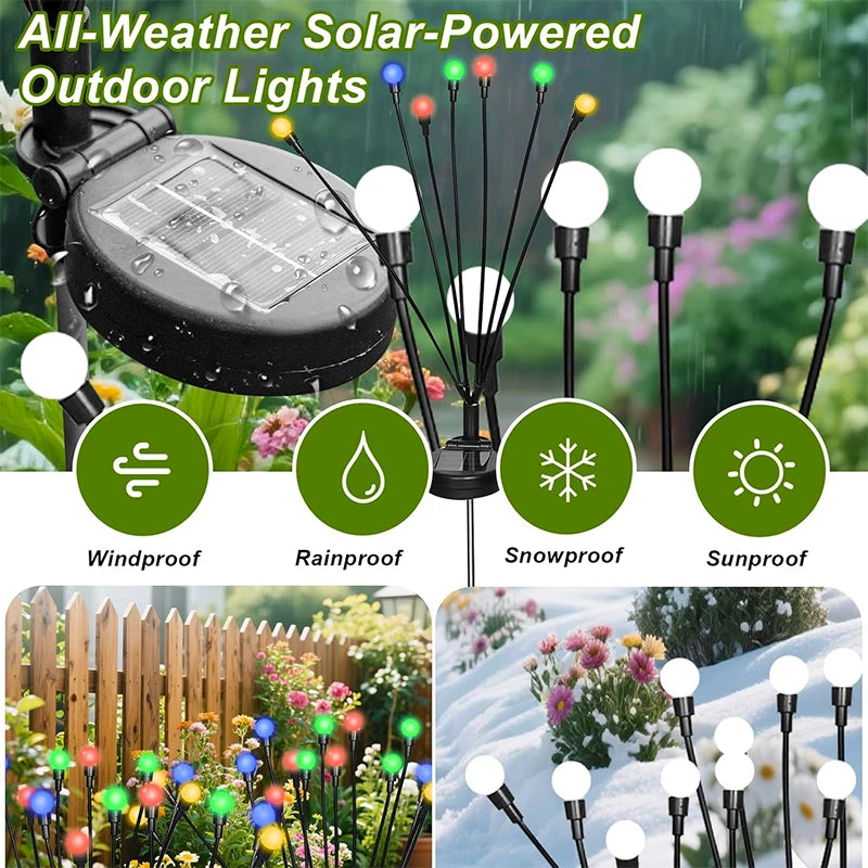 Solar Firefly Ground Spike Light LEDs Waterproof Outdoor Courtyard Sway Light for Lawn Garden Pathway Decor Landscape Lighting