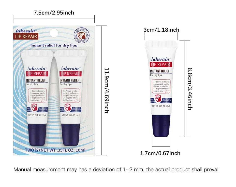 Lip Repair Gel: Instant Moisturizing Balm for Dry Lips - 2 Pack Lip Care Tidesmit