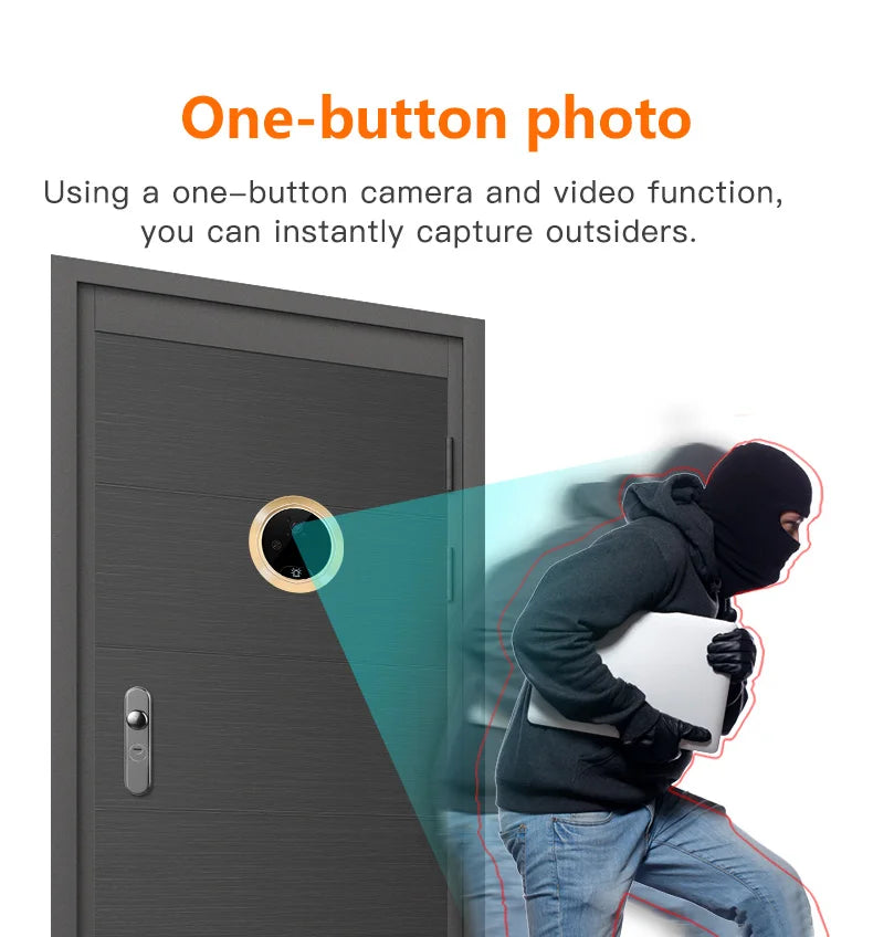 New 4.3 Inch Peephole 140° Smart Video Doorbells Door Viewer Camera Security Monitor 1080P HD Visual Doorbell