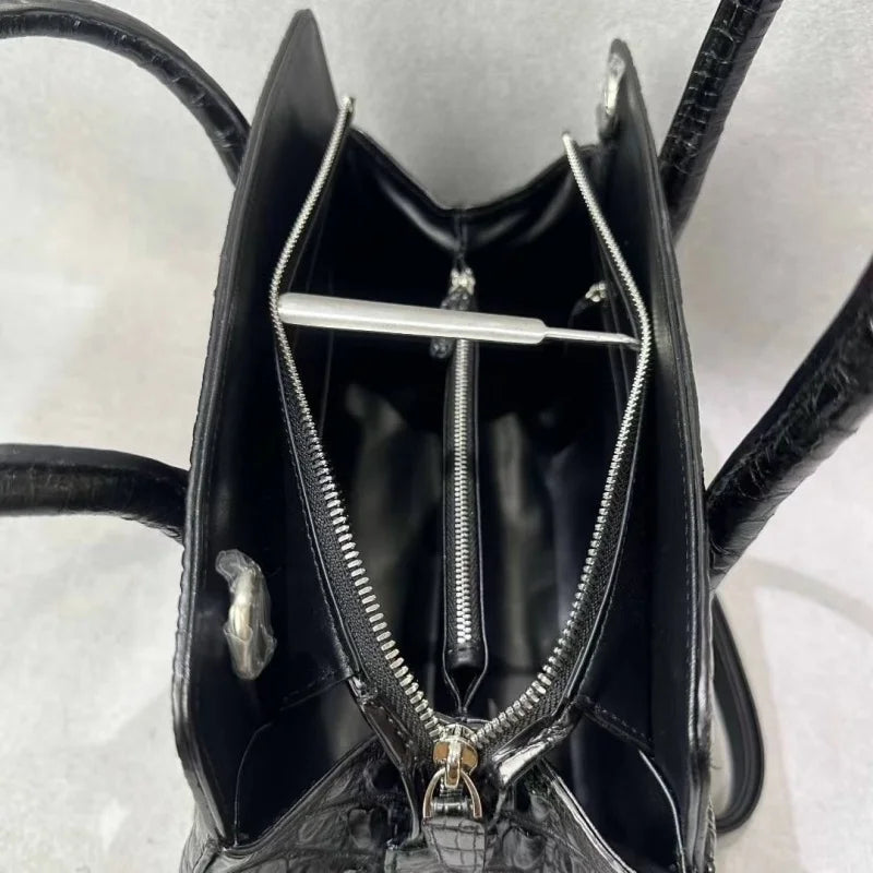 Authentic Alligator Leather Women's Classic Handbag Genuine Crocodile Skin Lady Single Shoulder Bag Female Top-handle Purse Bag