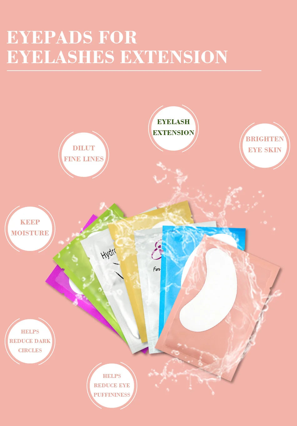 Tidesmit 50 pairs lint free hydrogel under eye pads for eyelash extension application face makeup detail view
