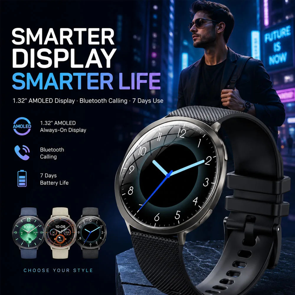 New Smart Watch Tracking Fitness Voice Assistant IP68 Waterproof Flashlight Health Round Curved Screen  Smartwatch Men Women
