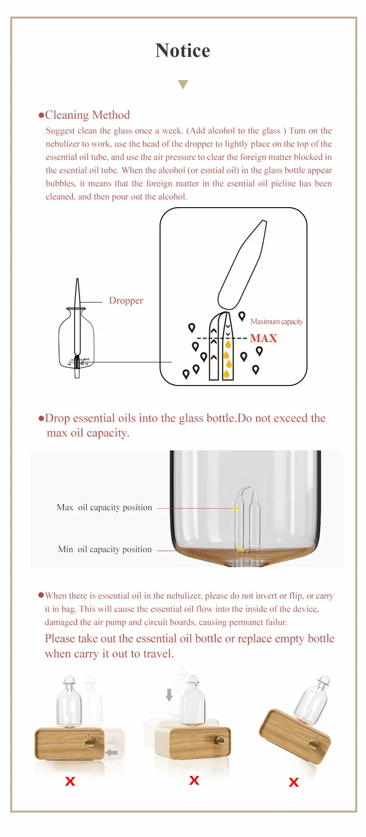 Essential Oil Diffuser Waterless Operated Aromatherapy Diffuser for Home Office Wood and Glass Aroma Diffuser Scent Machine