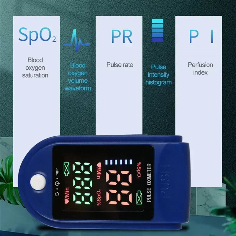 Finger Oximeter Digital Fingertip Pulse Oximeter Blood Oxygen Saturation Meter Finger SPO2 PR Heart Rate Monitor Health Care