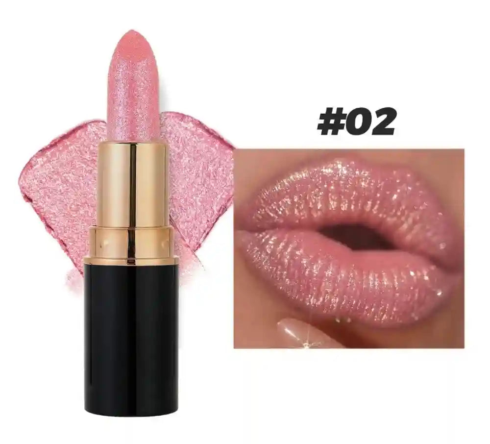 Metallic Glitter Waterproof Lipstick - Long-Lasting Shimmer Formula Lip Care Tidesmit