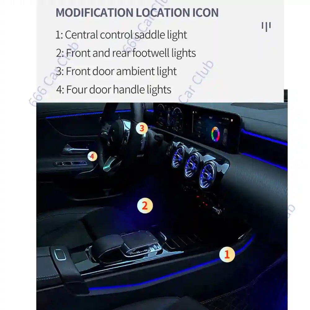 Mercedes Benz Ambient Lighting Kit 64 Color RGB LED Interior Air Tidesmit