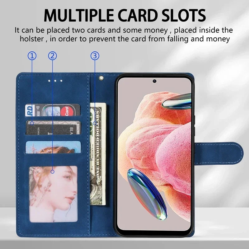 Redmi Note Wallet Case - Shock-Absorbing Leather Flip Cover Tidesmit