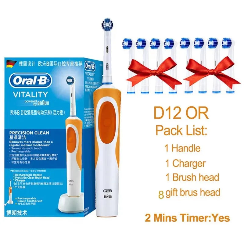 Tidesmit Oral B electric toothbrush featuring inductive charging and bonus brush head for superior 3D white cleaning