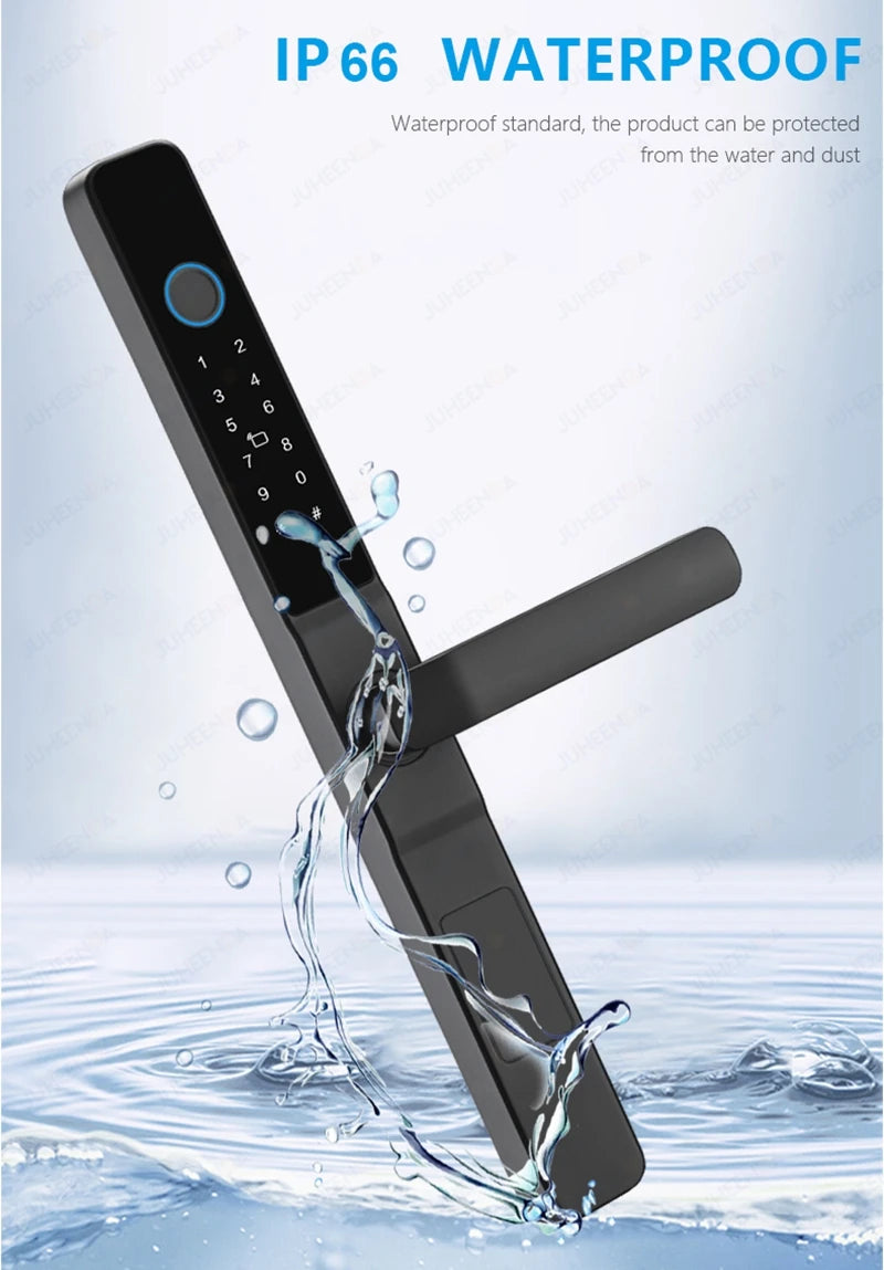 Tuya Wifi App Waterproof Smart Aluminum Door Lock Euro Double Hook Mortise Fingerprint Password Electronic Sliding Door Lock