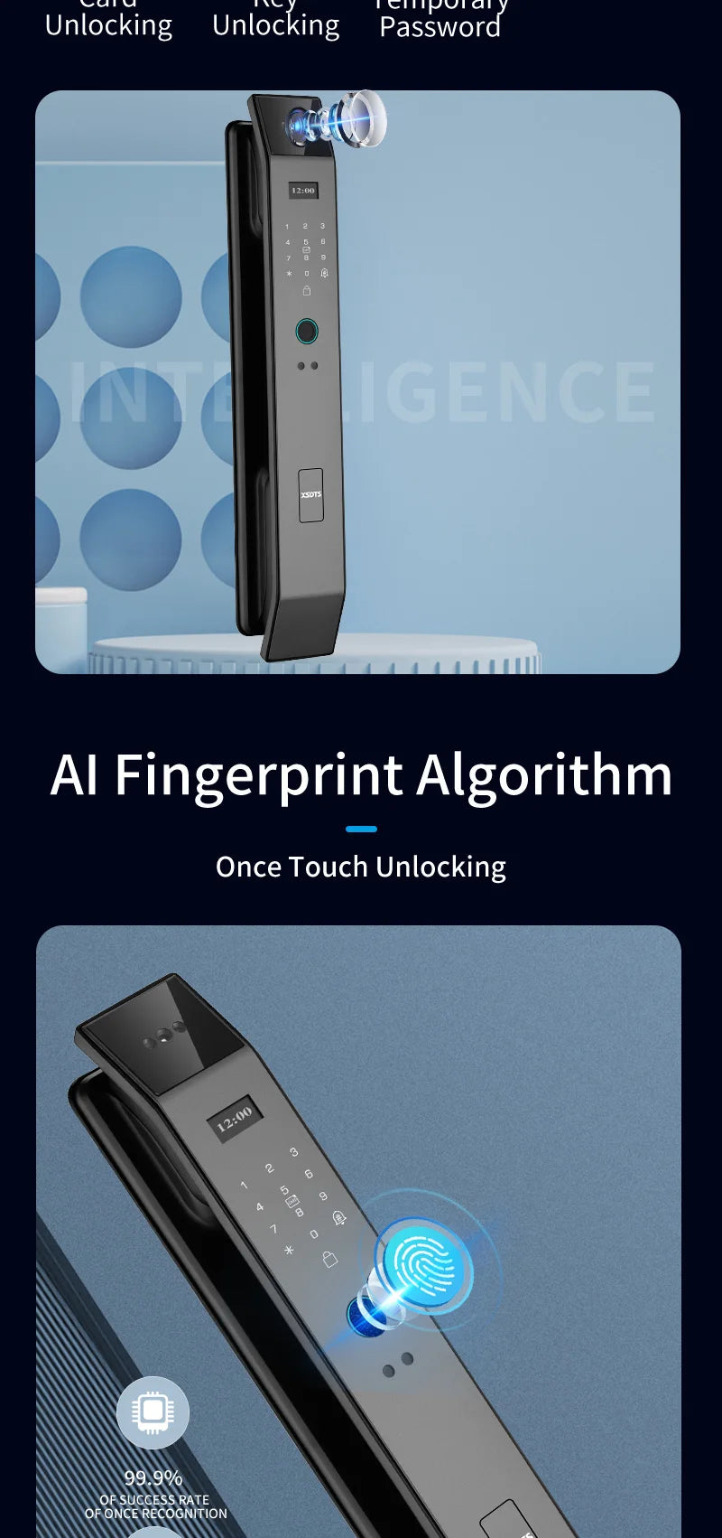 Tuya 3D Face Real-time Intercom Smart Door Lock Biometric Electronic Security Camera Intelligent Fingerprint Password Key Unlock