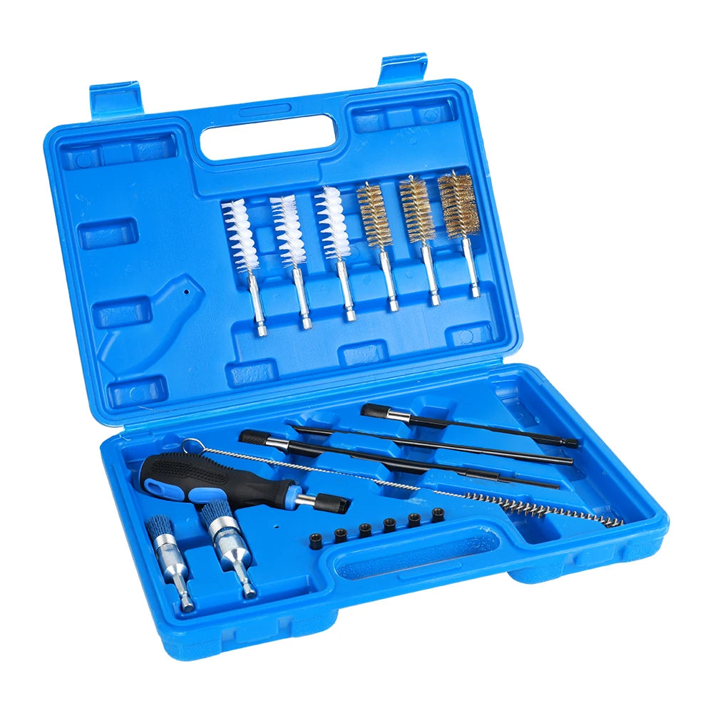 Podofo Universal Diesel Injector Seat Port Cleaning Tool Kit 19Pcs Decarbonising Fuel Nozzle Repair Tool Set