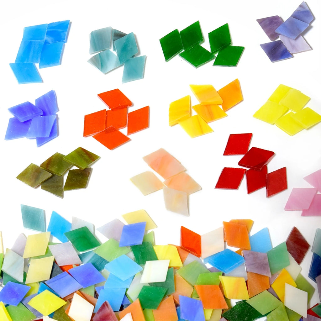 250g diamond shaped colored glass fragments mosaic glass mosaic tiles, randomly mixed colors, DIY handmade painted glass product