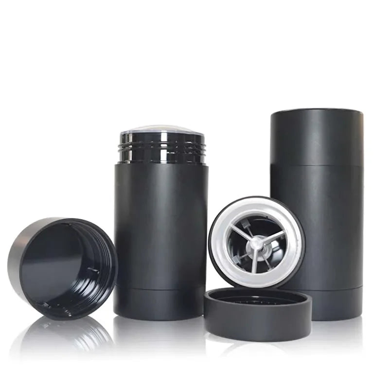 Tidesmit 75g matte black empty twist-up deodorant container for DIY antiperspirant stick packaging.