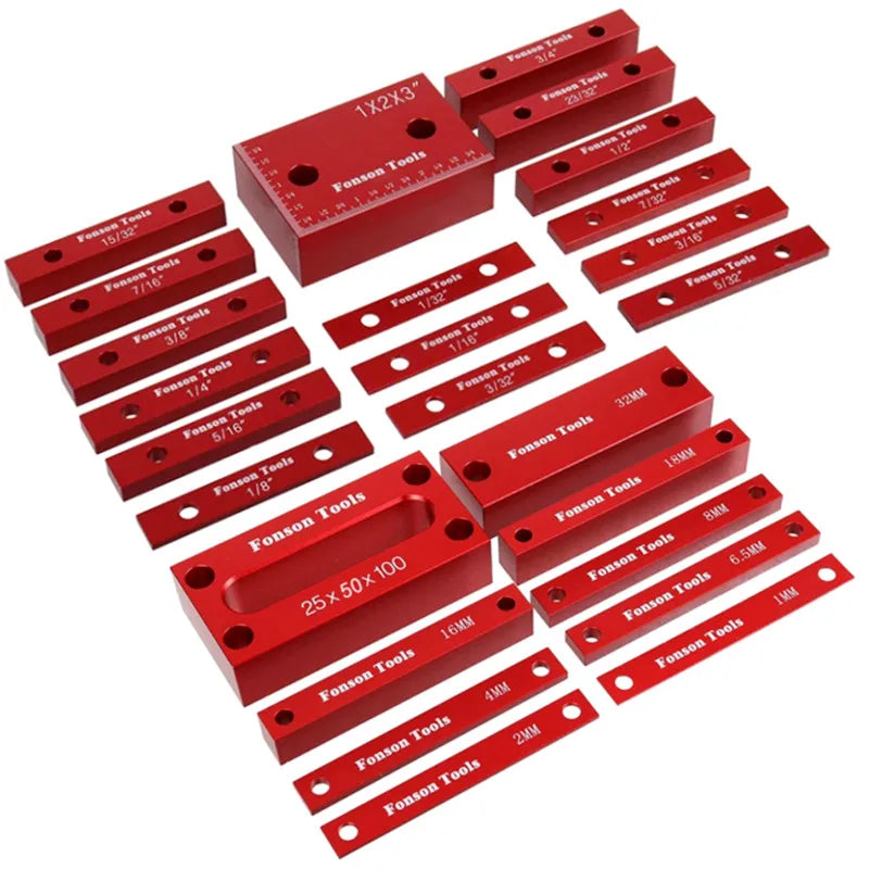 16Pc Inch / 9Pc Metric Setup Blocks Height Gauge Set, Precision Aluminum Setup Bars for Router and Table Saws Woodworking Set Up