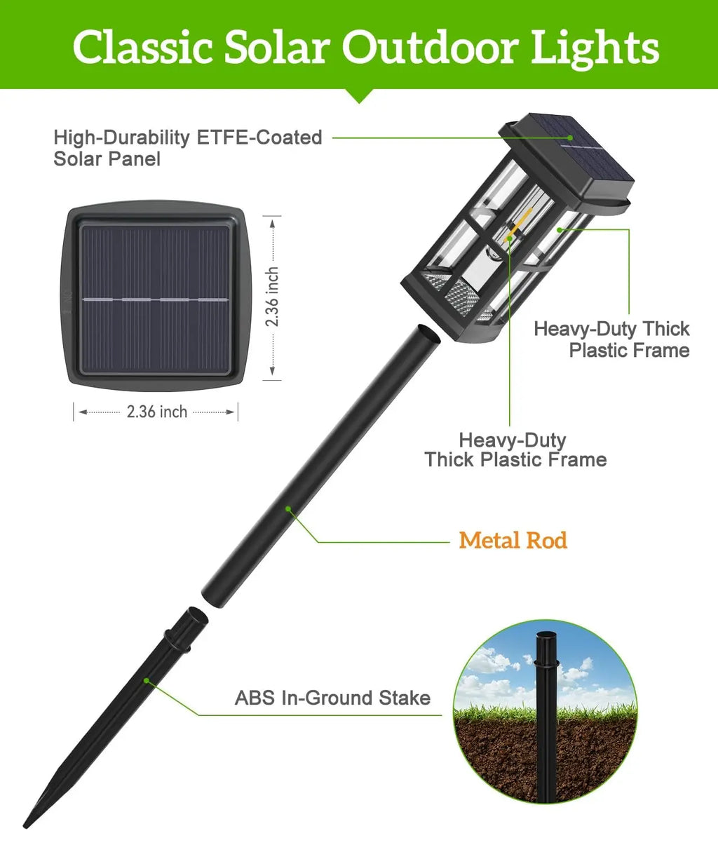 Solar Powered Pathway Lights 8 Pack IP65 Waterproof Auto On Off Outdoor Landscape Lighting Decorative Solar Garden Lamps for Patio Lawn Walkway Driveway Yard