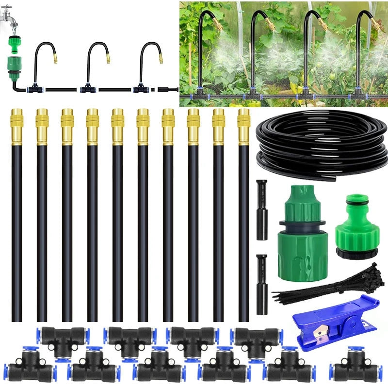 Drip Irrigation Kit, 360-Degree Bending Dropper, for Misting System Copper Nozzle Garden Plant Lawn Patio