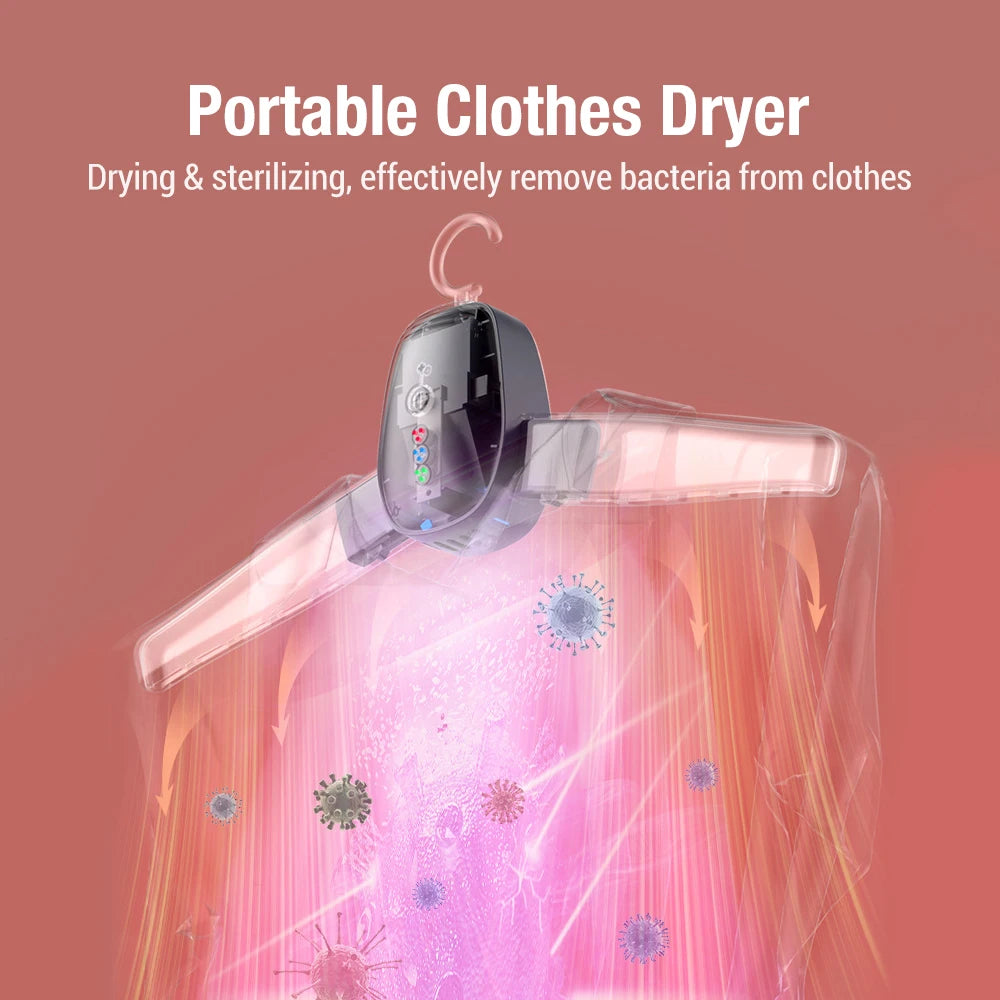 Tidesmit portable foldable electric clothes dryer with UV sterilization features for travel laundry convenience