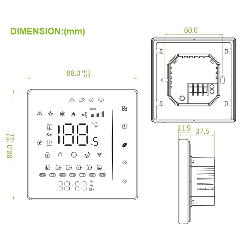 Smart WiFi Thermostat for Floor Heating&Cooling System Compatible with Gas Boiler Heat Pump HVAC Control Controller/Actuator