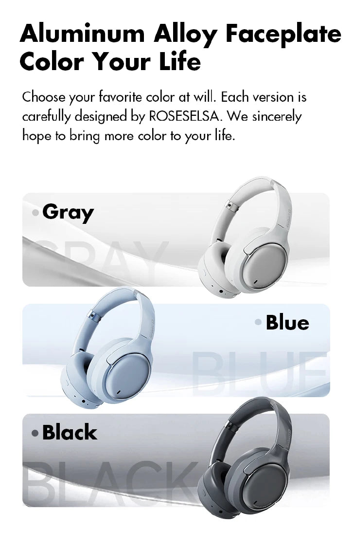 Wireless Noise Cancelling Headphones Over-Ear - Studio Audio White Tidesmit