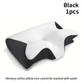 Memory Foam Ergonomic Pillow for Neck Support - High Density Foam Massage Cushion Black Tidesmit