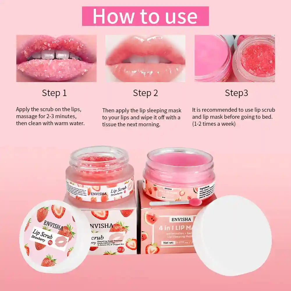 Exfoliating Lip Mask and Scrub Set - Nourishing Lip Care Treatment Lip Care Tidesmit