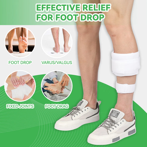 This image does not feature CPAP equipment. It depicts a white orthopedic foot drop brace for gait and joint support.