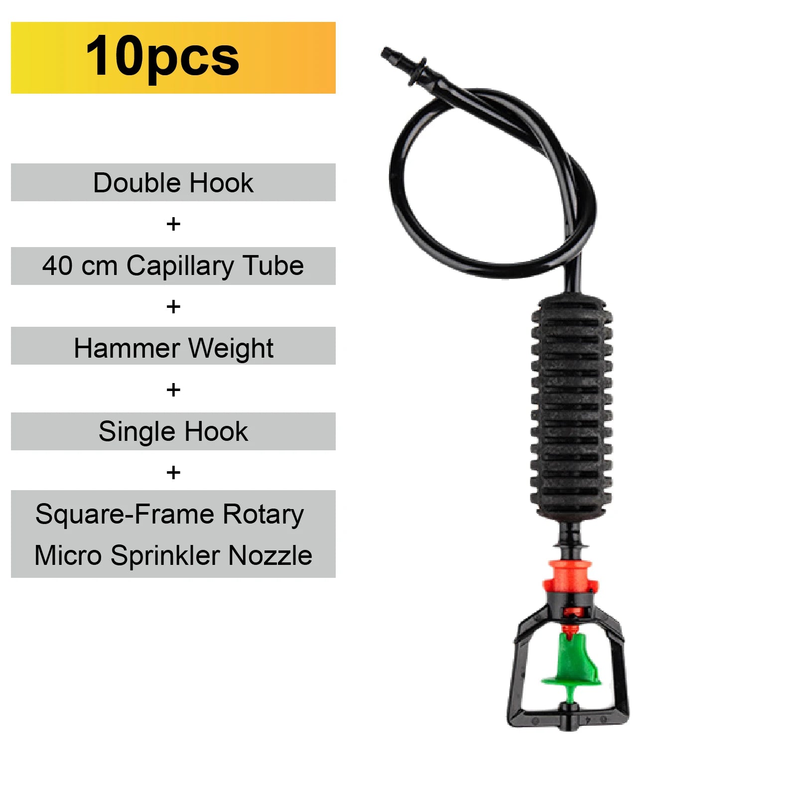 Inverted micro sprinkler nozzle set with square-frame rotary nozzle and green outlet base