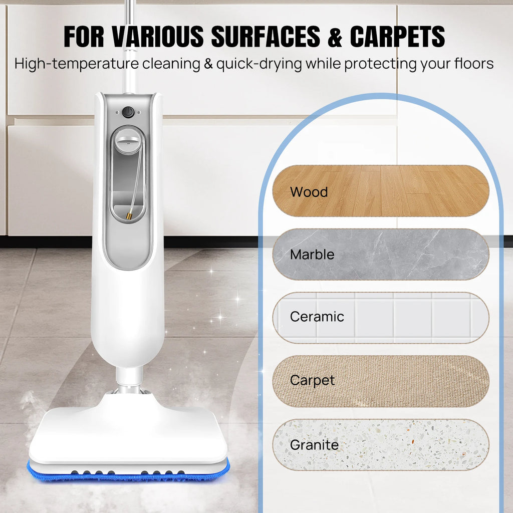 Tidesmit DayPlus 1500W steam mop detachable steam cleaner unit showing 400ml tank and washable pad attachment