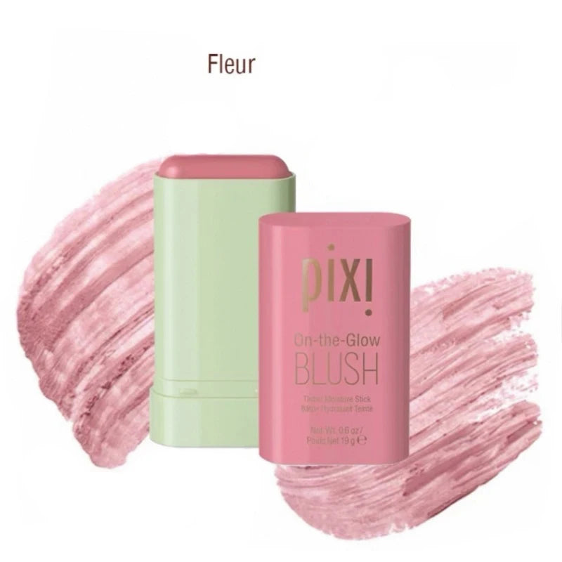 Tidesmit Pixi On-the-Glow cream blush stick in juicy ruby shade showing hydrated buildable pigment texture swatch