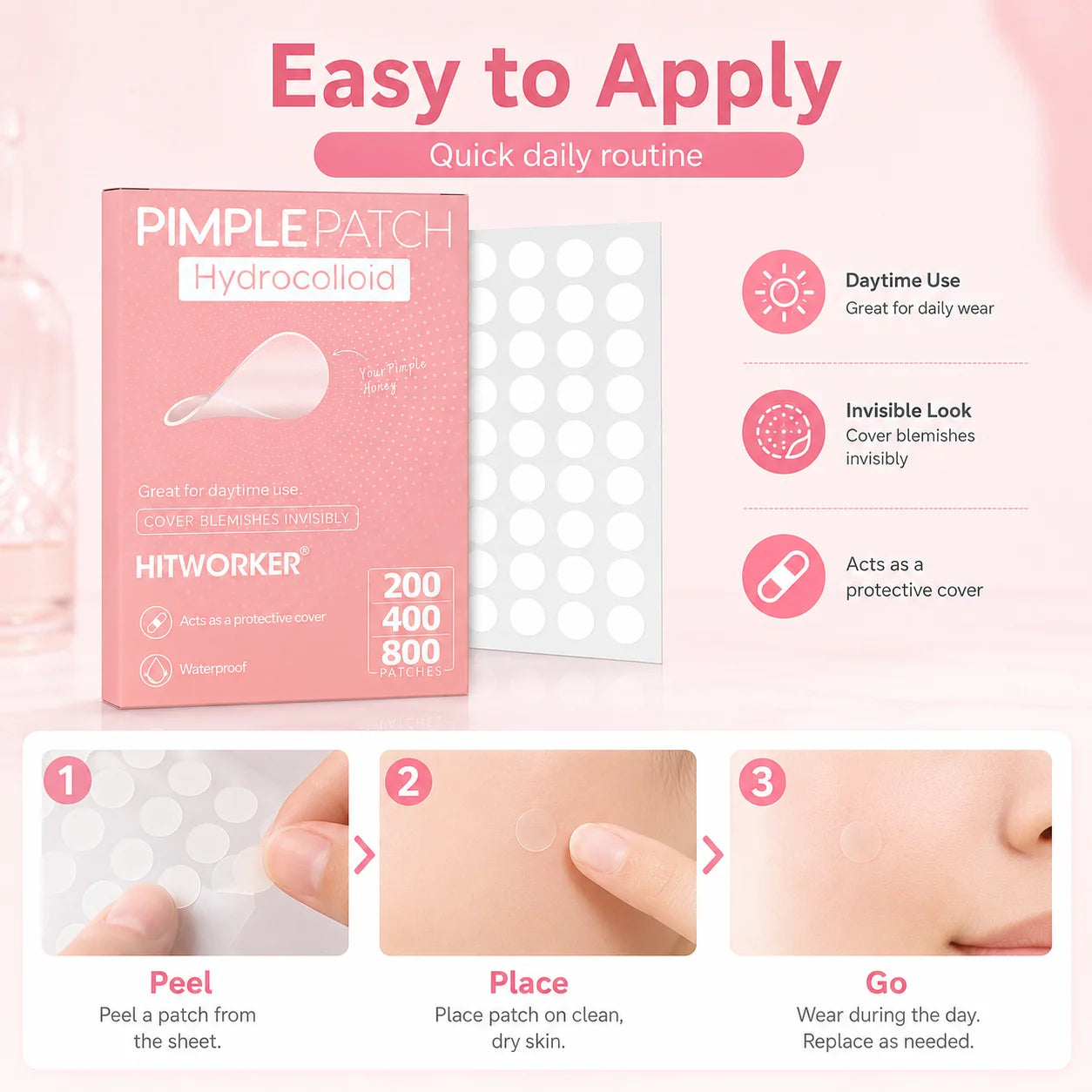 600/400/240pcs/box invisible acne patch set - deep cleaning high-quality water-based acne stickers, gentle and skin friendly