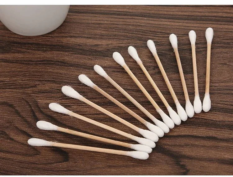 Double Head Cotton Swabs 500 Pcs for PMU Machines - Wood Sticks Permanent Makeup Machines Tidesmit