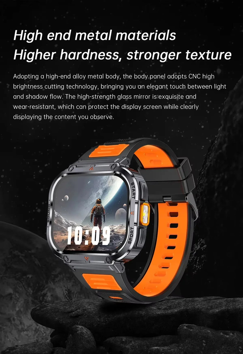 New Smart Watch Men LED Light Flashlight BT Call Music Player Sport Fitness Bracelet Calories Ultra Large Screen Smartwatch