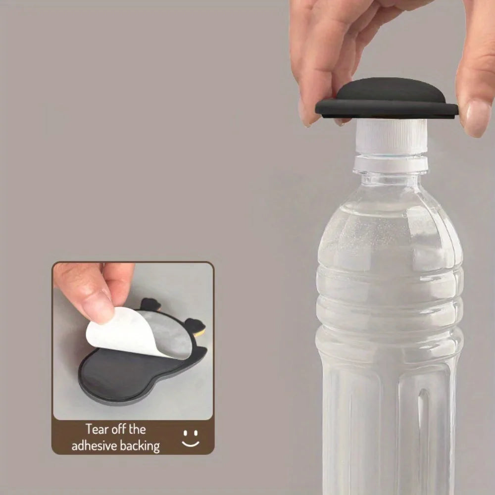 Self-adhesive 3D animal door stopper bumper, silicone furniture protector to prevent pet and door wall collisions.