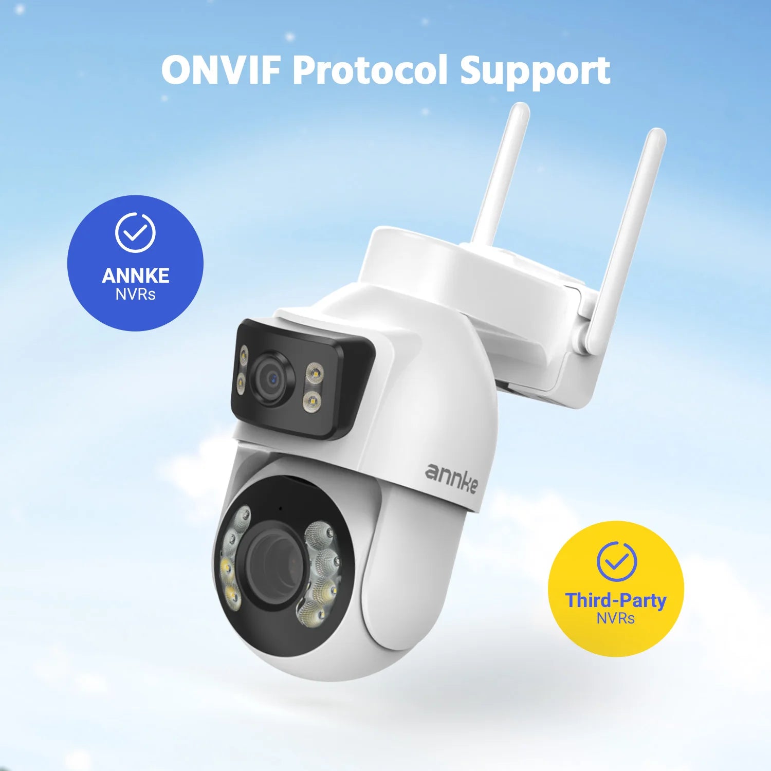 ANNKE 3 Inch PTZ Dual-Lens Security Camera, 5+5MP Dual-View on One Screen, 12X Optical Zoom, AI Human Tracking, Smart Dual-Light Full-Color Night Vision, Two-Way Audio, Siren Alarm, Alexa/Google Home Compatible