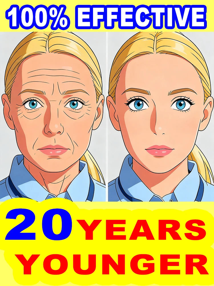 Comparison of a face with visible wrinkles versus a smooth face, illustrating anti-aging skincare results.