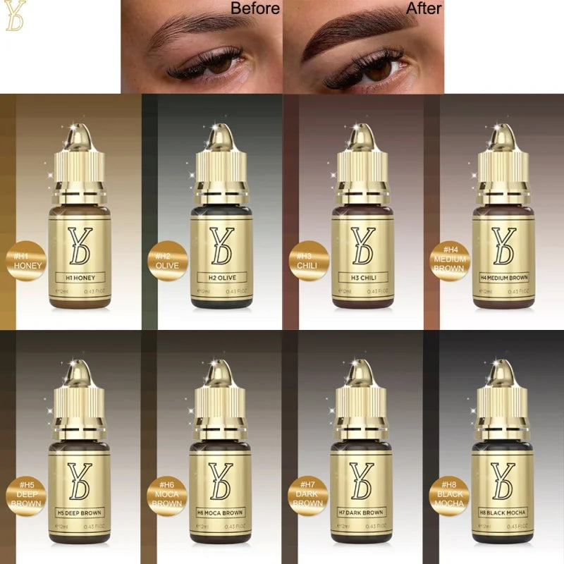 Microblading Pigment Ink Set - 8-Piece Professional Fluid Cream Permanent Makeup Machines Tidesmit