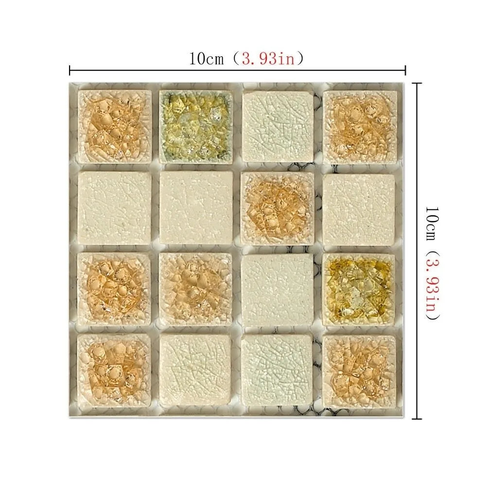 20pcs/set New Self Adhesive Wall Sticker Waterproof Flat 3D Mosaic Tile Wallpaper Oil Resistant Art Decals For Living Room