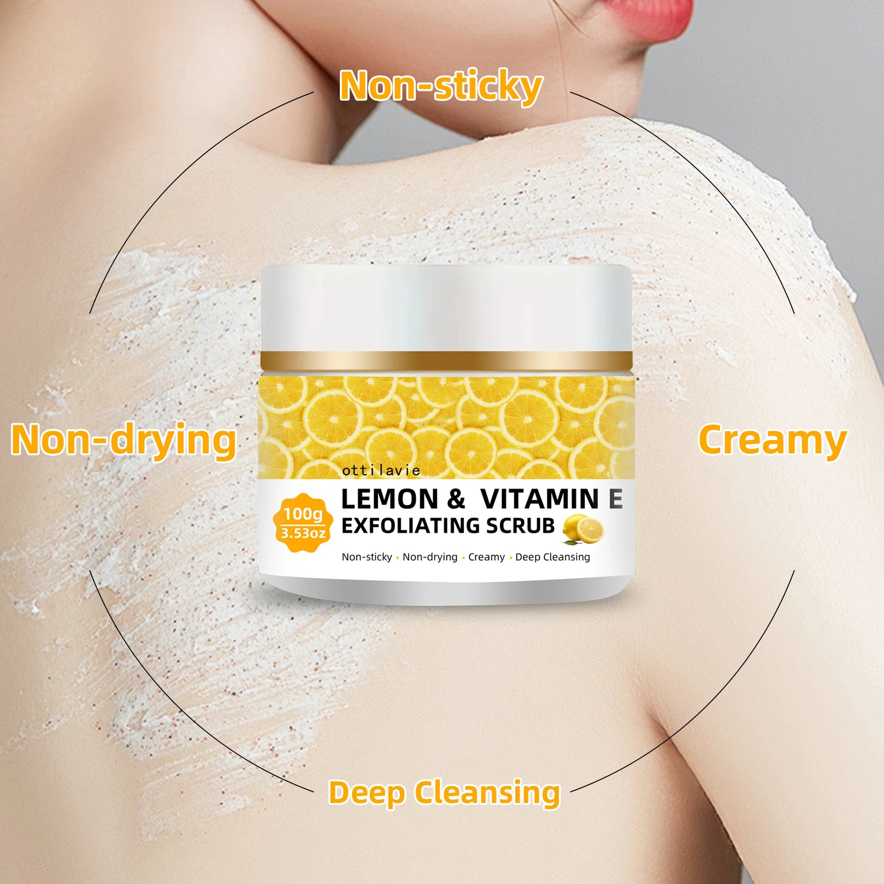 Lemon Vitamin E Exfoliating Scrub - Natural Face and Body Polish Scrubs Treatments Tidesmit