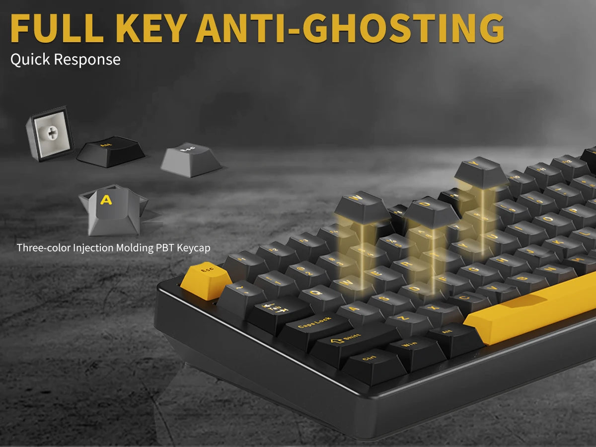 ATTACK SHARK X86 75% Aluminum CNC Wireless Mechanical Gaming Keyboard with Volume Knob,82 Key Gasket Hot Swappable RGB Custom Keyboard,PBT Keycaps,BT/2.4GHz/USB-C for Mac/Win-Starshine Black