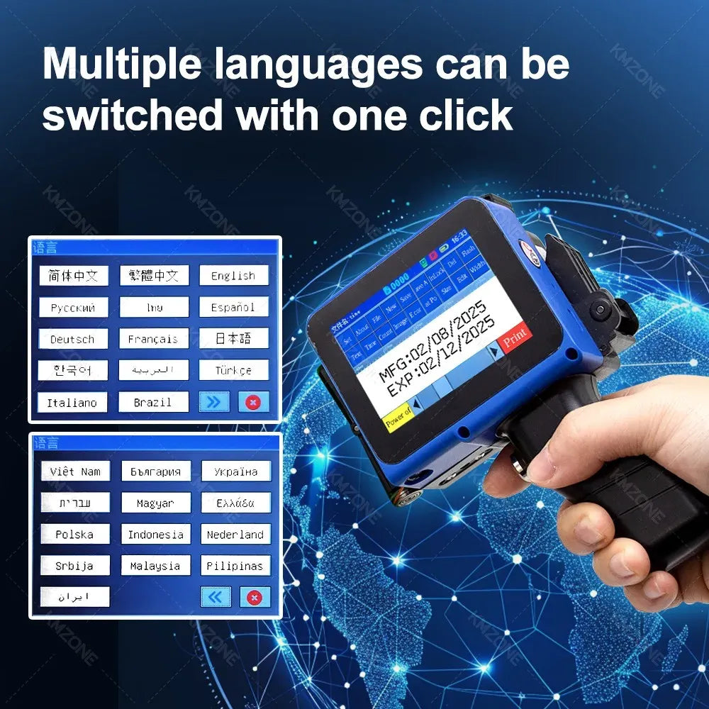 12.7mm Portable Mini Handheld Inkjet Printer for QR Barcode Batch Date Number Logo Expiry Date Coding Machine 28 Languages
