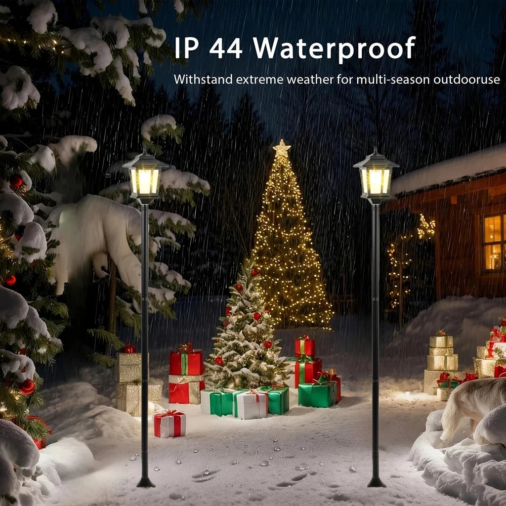 2 PCS Solar Garden Light Outdoor Waterproof LED Lawn Lamp Vintage Style Solar Powered Pathway Light for Yard Patio Driveway