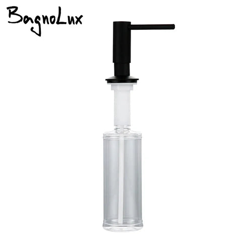 Gunmetal sink liquid soap dispenser for plastic-free shampoo bars, side angle view with 360-degree swivel pump head.