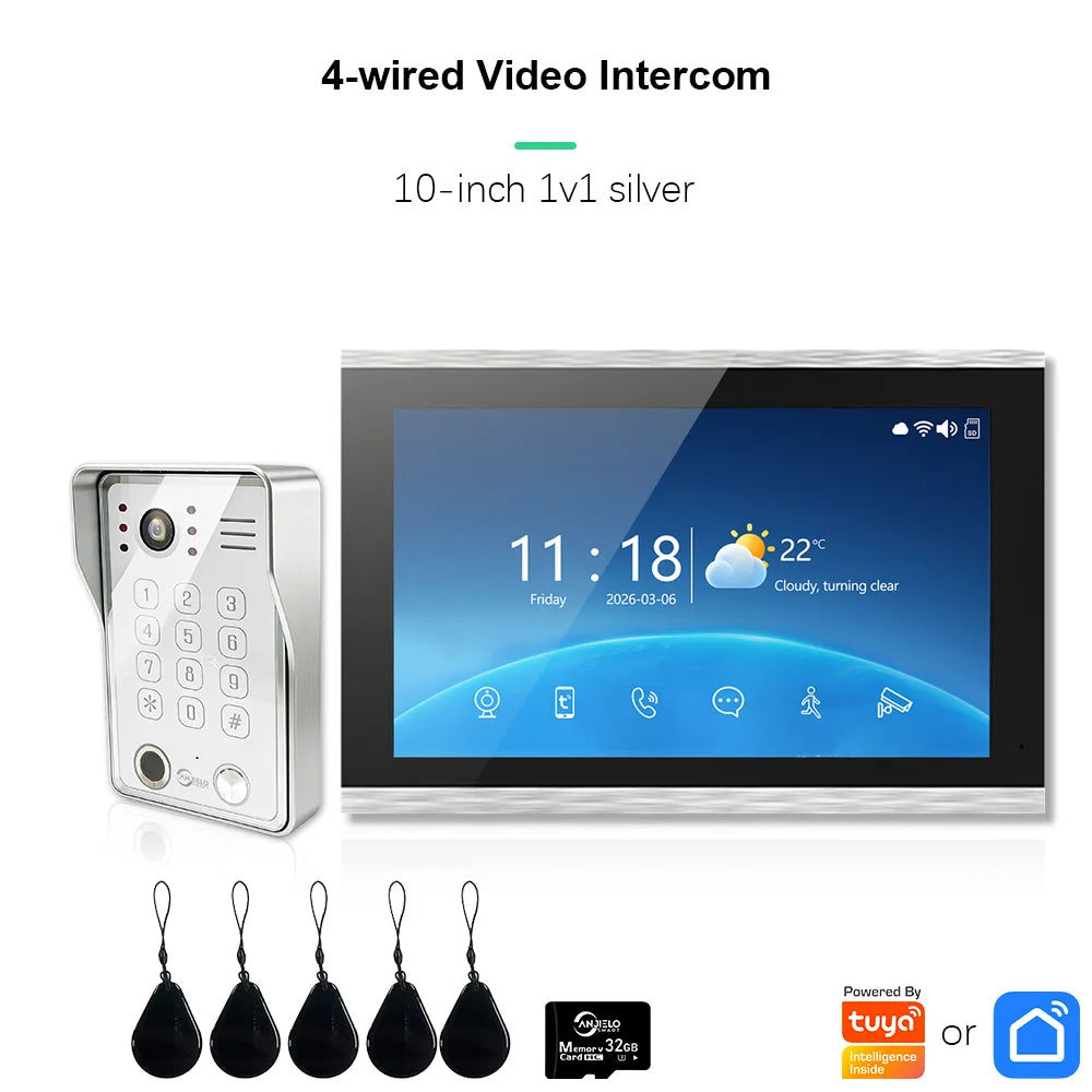 ANJIELO Doorbell Video Intercom System 5IN1 Unlock Tuya Smart Digital Frame Background Music Detection Preview NEW 2026