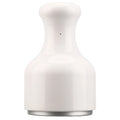 White, hourglass-shaped ice facial roller with a flat, circular metallic base, isolated on a white background.